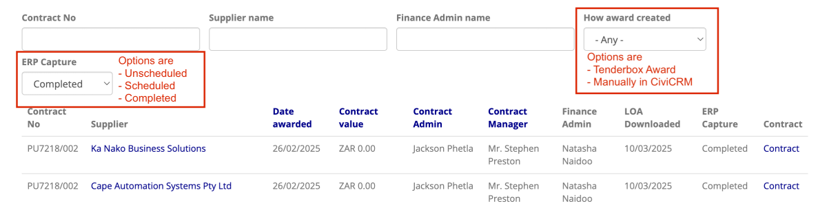 LOA Captured Report Page